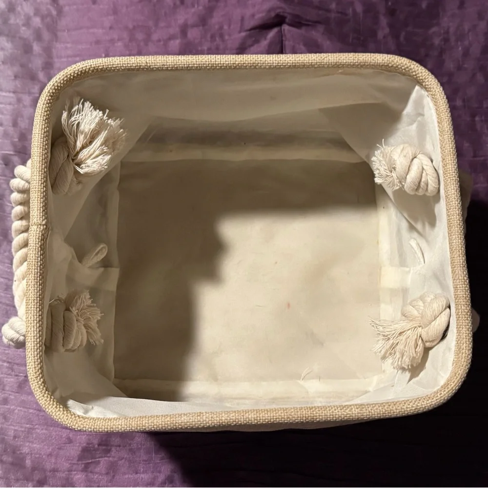 Beige Basket with Black Paw Design